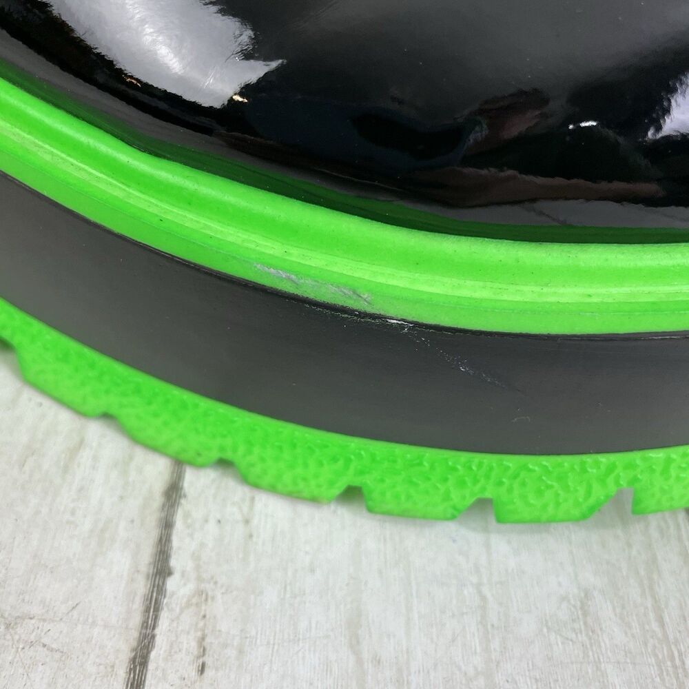 DEMONIA Shaker-52 Platform Boots Black Patent Neon Green Size 10 /EU 40 - Picture 3 of 10